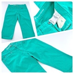 Levi's Denizen cotton/Elastane Turquoise cuffed capri pants Size 8 pockets
